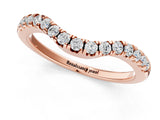 Rose gold Curved Round Diamond Wedding Band with Pavé Setting and Shared Prong_5