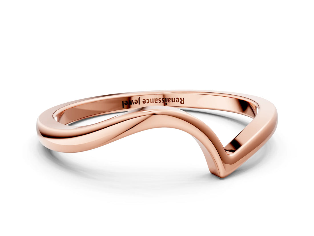 Rose gold Curved Solitaire Band with Round Stone Setting_37