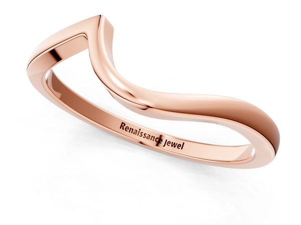 Rose gold Curved Solitaire Band with Round Stone Setting