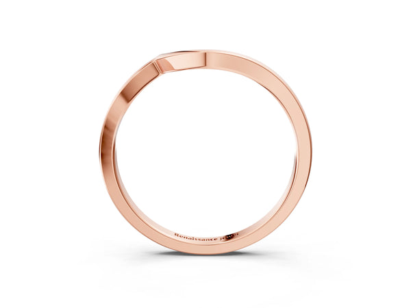 Rose gold Curved Solitaire Band with Round Stone Setting