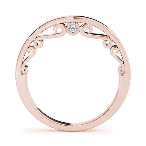 Rose gold Curved Solitaire Round Bezel Contour Band 1