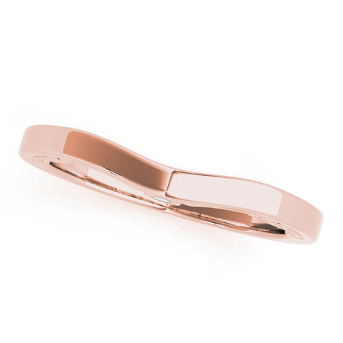 Rose gold Curved Solitaire Round Bezel Contour Band