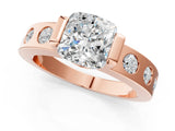 Rose gold Cushion Brilliant Channel-Set Diamond Ring with Bezel Prong Setting_15
