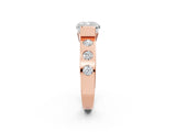 Rose gold Cushion Brilliant Channel-Set Diamond Ring with Bezel Prong Setting_16