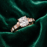 Rose gold Cushion Brilliant Channel-Set Diamond Ring with Bezel Prong Setting_9