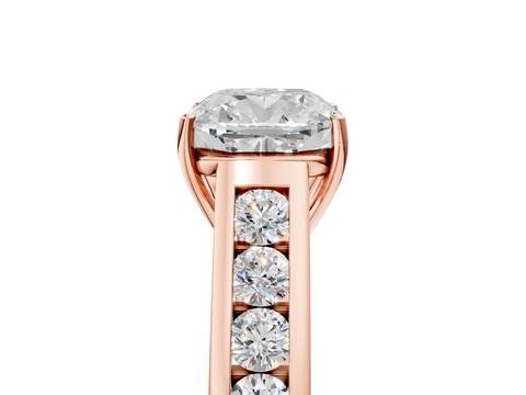 Rose gold Cushion Brilliant Channel-Set Solitaire Ring with Four-Prong Setting_42