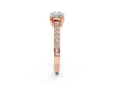 Rose gold Cushion Brilliant Cut Diamond Engagement Ring with Pavé Band and Four-Prong Setting_60