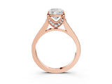 Rose gold Cushion Brilliant Cut Diamond Engagement Ring with Pavé Band and Four-Prong Setting_61