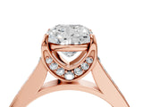 Rose gold Cushion Brilliant Cut Diamond Engagement Ring with Pavé Band and Four-Prong Setting_62