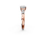 Rose gold Cushion Brilliant Cut Diamond Five-Stone Prong Set Engagement Ring with Channel Band_25