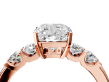 Rose gold Cushion Brilliant Cut Diamond Five-Stone Prong Set Engagement Ring with Channel Band_27