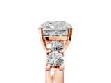 Rose gold Cushion Brilliant Cut Diamond Five-Stone Prong Set Engagement Ring with Channel Band_28