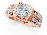 Rose gold Cushion Brilliant Diamond Channel Set Wide Band Ring with Bezel Setting_21