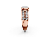 Rose gold Cushion Brilliant Diamond Channel Set Wide Band Ring with Bezel Setting_22