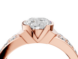 Rose gold Cushion Brilliant Diamond Channel Set Wide Band Ring with Bezel Setting_24