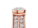 Rose gold Cushion Brilliant Diamond Channel Set Wide Band Ring with Bezel Setting_25