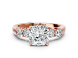 Rose gold Cushion Brilliant Diamond Five-Stone Engagement Ring with Prong Setting on a Classic Band_15