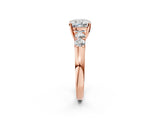 Rose gold Cushion Brilliant Diamond Five-Stone Engagement Ring with Prong Setting on a Classic Band_17