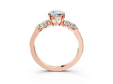 Rose gold Cushion Brilliant Diamond Five-Stone Engagement Ring with Prong Setting on a Classic Band_18