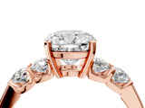 Rose gold Cushion Brilliant Diamond Five-Stone Engagement Ring with Prong Setting on a Classic Band_19