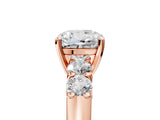 Rose gold Cushion Brilliant Diamond Five-Stone Engagement Ring with Prong Setting on a Classic Band_20