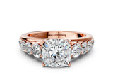 Rose gold Cushion Brilliant Diamond Pavé Band with Six-Prong Setting_3