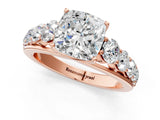 Rose gold Cushion Brilliant Diamond Pavé Band with Six-Prong Setting_4