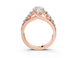 Rose gold Cushion Brilliant Diamond Pavé Band with Six-Prong Setting_6
