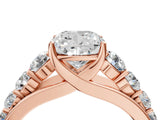 Rose gold Cushion Brilliant Diamond Pavé Band with Six-Prong Setting_7