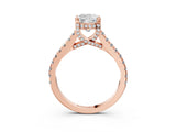 Rose gold Cushion Brilliant Diamond Solitaire with Pavé Band and Four-Prong Setting 3