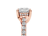 Rose gold Cushion Brilliant Diamond Solitaire with Pavé Band and Four-Prong Setting 5