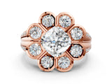 Rose gold Cushion Brilliant Flower Halo Diamond Split Shank Ring_105