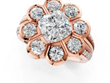 Rose gold Cushion Brilliant Flower Halo Diamond Split Shank Ring_106