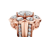 Rose gold Cushion Brilliant Flower Halo Diamond Split Shank Ring_110