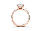 Rose gold Cushion Brilliant Solitaire with Pavé Band and Claw Prong Setting_10