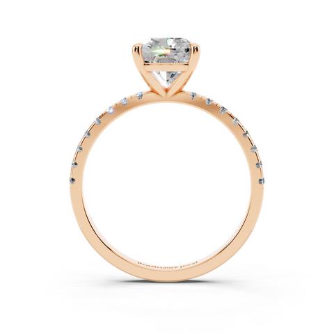 Rose gold Cushion Brilliant Solitaire with Pavé Band and Four-Prong Setting_47