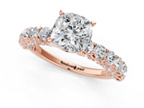 Rose gold Cushion Brilliant Solitaire with Pavé Band and Four-Prong Setting_66
