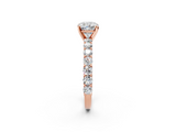 Rose gold Cushion Brilliant Solitaire with Pavé Band and Four-Prong Setting_67