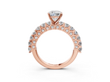 Rose gold Cushion Brilliant Solitaire with Pavé Band and Four-Prong Setting_68