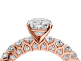 Rose gold Cushion Brilliant Solitaire with Pavé Band and Four-Prong Setting_69