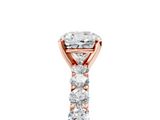 Rose gold Cushion Brilliant Solitaire with Pavé Band and Four-Prong Setting_70