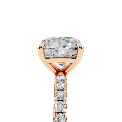 Rose gold Cushion Brilliant Solitaire with Pavé Band and Four-Prong Setting_9