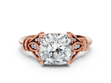 Rose gold Cushion Brilliant Solitaire with Pave Band and Four-Prong Setting_20