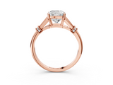 Rose gold Cushion Brilliant Solitaire with Pave Band and Four-Prong Setting_23