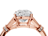 Rose gold Cushion Brilliant Solitaire with Pave Band and Four-Prong Setting_24