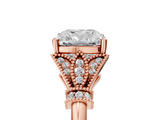 Rose gold Cushion Brilliant Solitaire with Pave Band and Four-Prong Setting_25