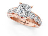 Rose gold Cushion Brilliant Solitaire with Side Stones on a Pave Band and Four-Prong Setting_25