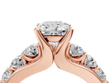 Rose gold Cushion Brilliant Solitaire with Side Stones on a Pave Band and Four-Prong Setting_28
