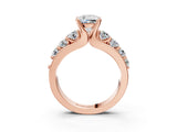 Rose gold Cushion Brilliant Solitaire with Side Stones on a Pave Band and Four-Prong Setting_52