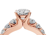 Rose gold Cushion Brilliant Solitaire with Side Stones on a Pave Band and Four-Prong Setting_53